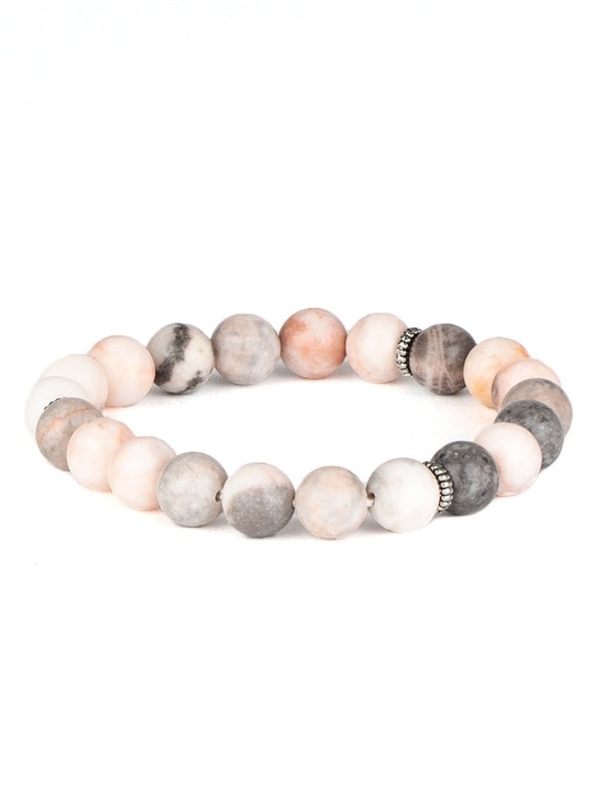 paparazzi Jewelry - Invigorated - Matte Pink and Gray Stone Beaded Stretch Bracelet